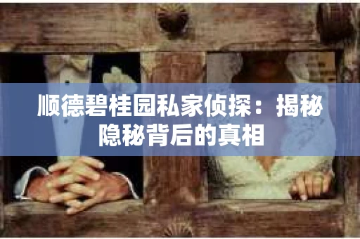 顺德碧桂园私家侦探：揭秘隐秘背后的真相